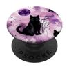 Moonlight Lavender Cute Black Cat Lover PopSockets Swappable PopGrip