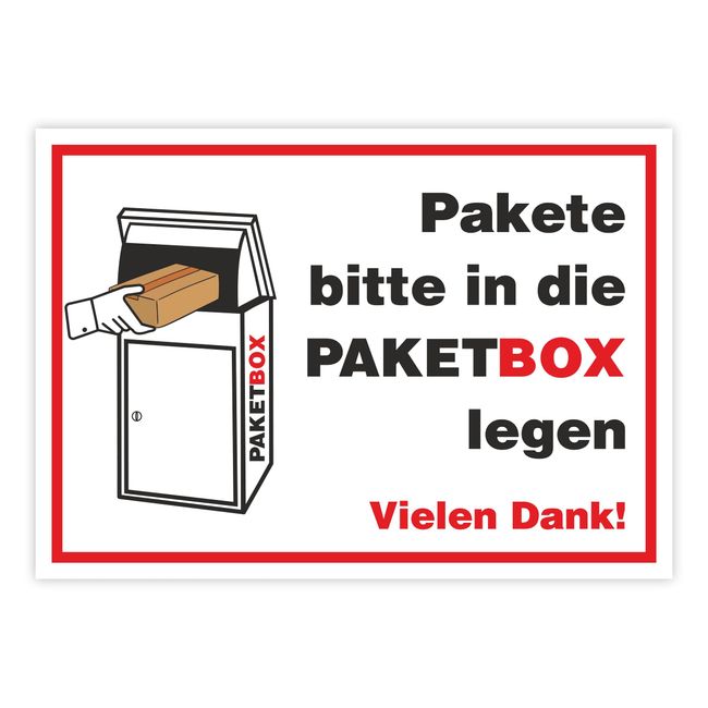 Paketbox Aufkleber - "Pakete bitte in die PAKETBOX legen" - Paket Box Kennzeichnung