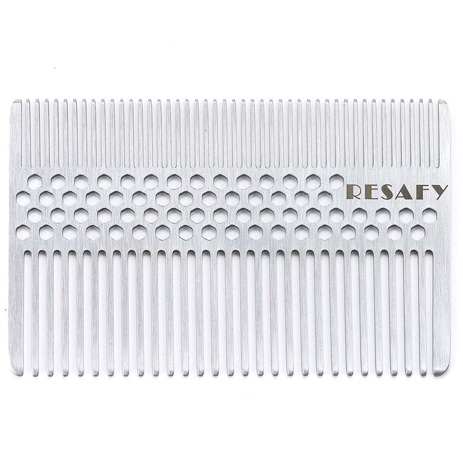 Resafy Stainless Steel Hair Comb Wallet Comb Credit Cart Size Pocket Comb