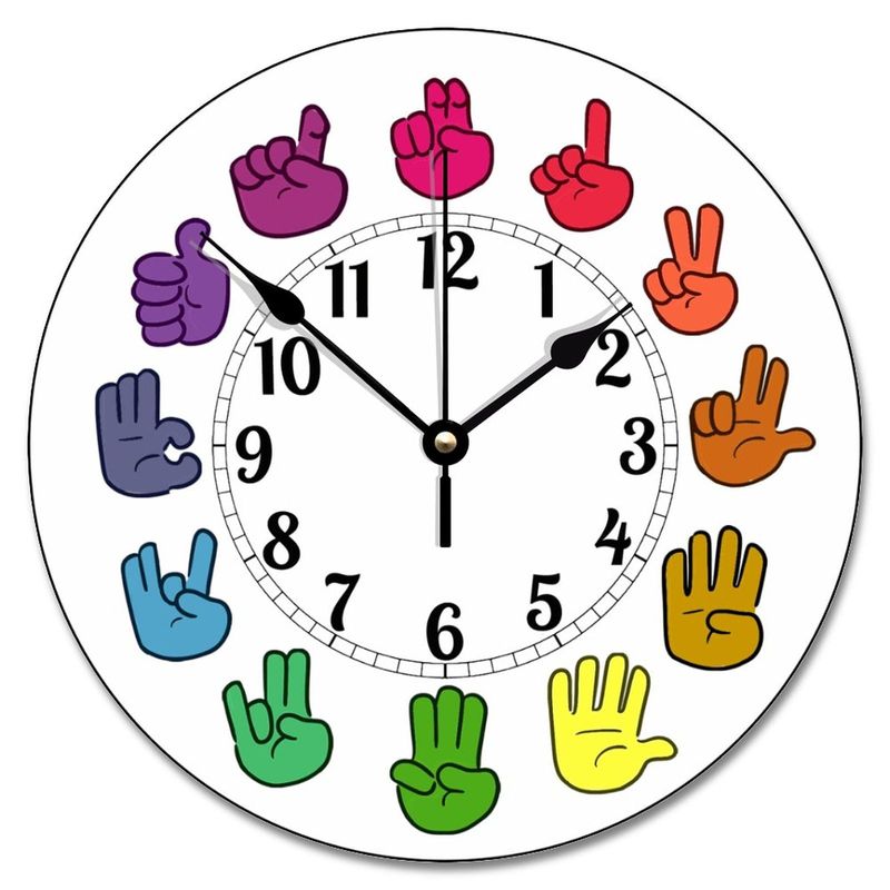 American Sign Language Wall Clock ASL Rainbow Color Wheel Wood Clock ...