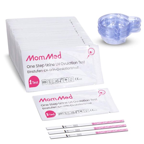 MomMed Ovulation Test Strips (LH60) with 60 Collection Cups, Reliable LH Surge Predictor OPK Kit, Accurately Track Ovulation Test, High Sensitivity Result for Women Home Testing