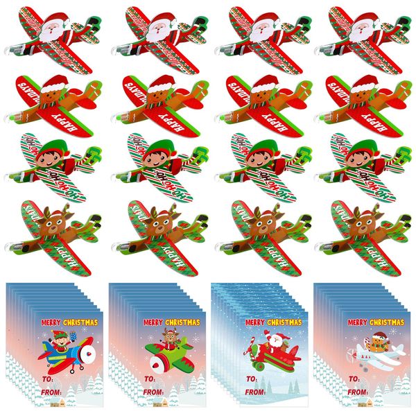 Halloscume 40 Pack Christmas Foam Gliders Planes for Kids Foam Planes Toys Bulk Christmas Stocking Stuffers Christmas Party Gifts and Supplies Flying Toys for Children Home Classroom School