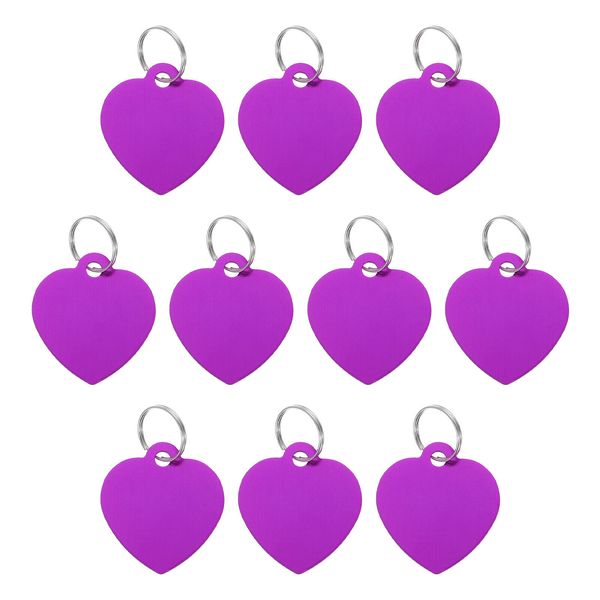 Pet ID Tags, Engraving Tags, Heart-Shape Dog ID Tag, Purple Blank Tags, 10pcs