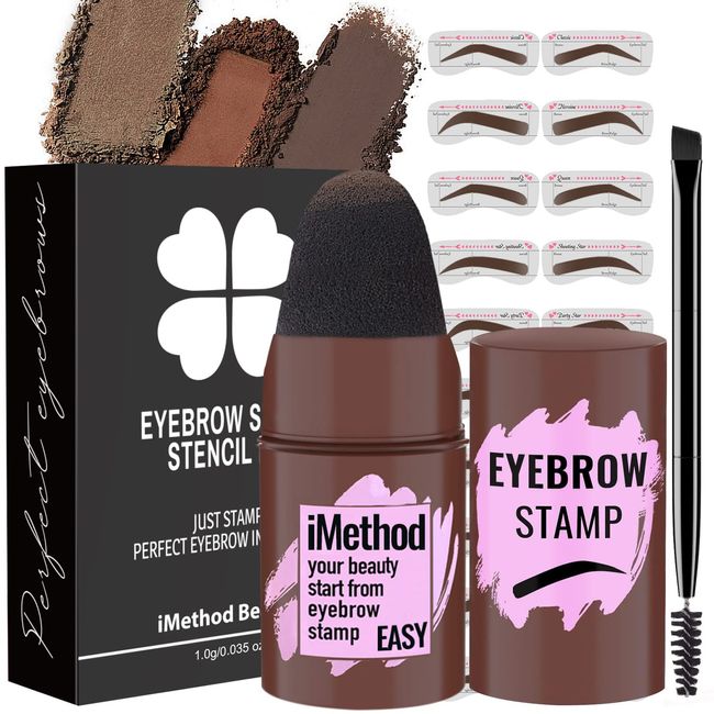 iMethod Eyebrow Stamp and Eyebrow Stencil Kit - Eyebrow Stamp and Shaping Kit for Perfect Brow, Eye Brow Shaping Kit, Long-lasting, Light Brown