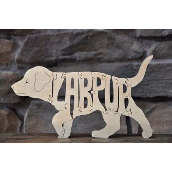 Lab PUP Labrador Retriever Dog Wooden Toy Scroll Saw Puzzle Figurine Art