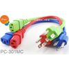 3-Pack 1ft Short 3-Conductor AC Power Cable Three Colors , Blue, Green, Red