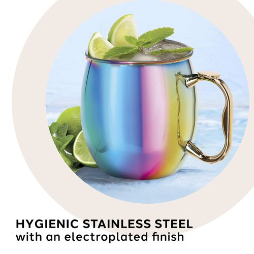 Oggi Stainless Steel Moscow Mule Mug - 20 oz, Rainbow with EZ-grip handle