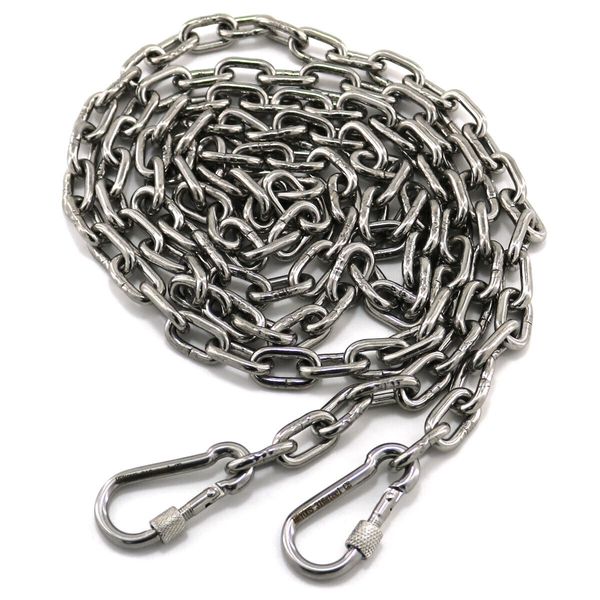 78" M4 Chain + M5 Locking Carabiner 4mm Industrial Chain Rope Chain Heavy Duty