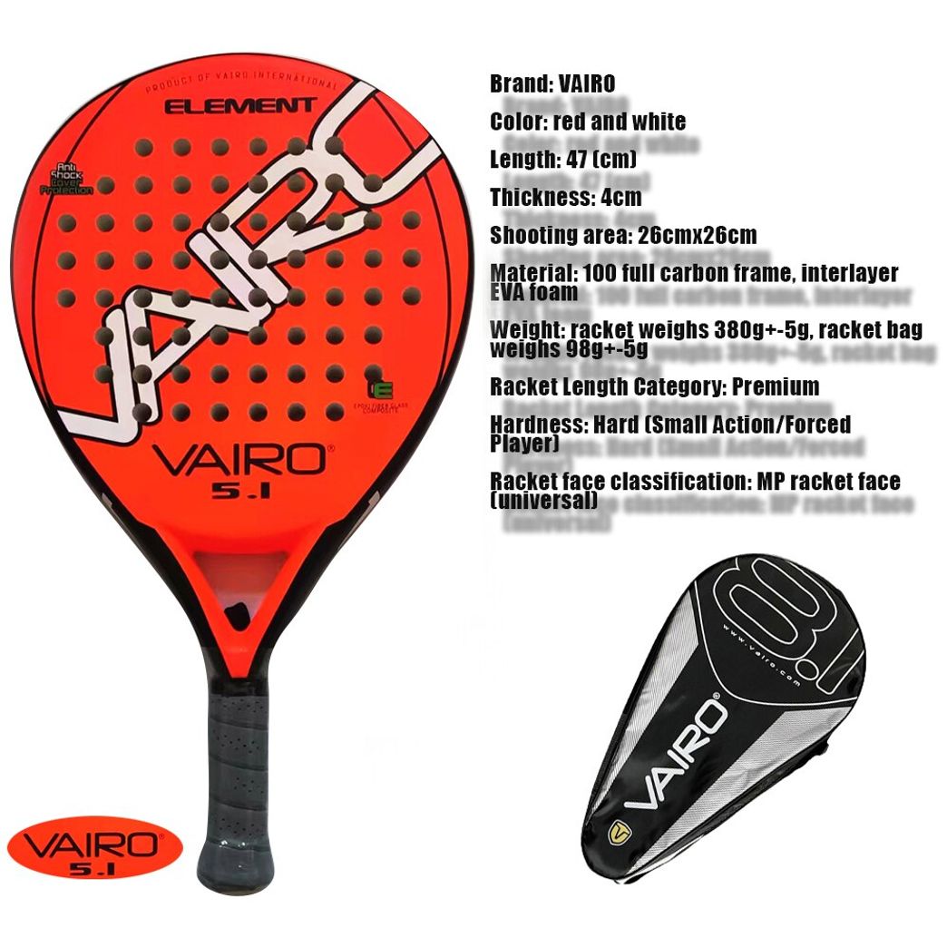 Monasterio mediodía Inmundicia New High Quality Padel Racket Series Palas 3 Layer Carbon Fiber Board  Paddle EVA Face Tennis Beach Racquet Bag Vairo 5.1 360g - EveryMarket