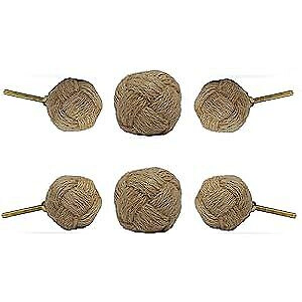 Full Knot Jute Knob Kitchen Cabinet Cupboard Door Dresser Set of 6 Brown Jute