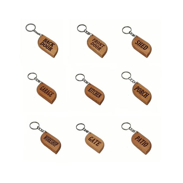 Cabin Engraved Wooden Keyring Keychain Key Ring