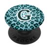 Letter G Blue Leopard Teal Cheetah Animal Print Initial PopSockets Swappable PopGrip