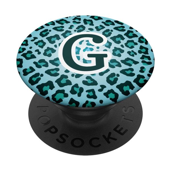Letter G Blue Leopard Teal Cheetah Animal Print Initial PopSockets Swappable PopGrip