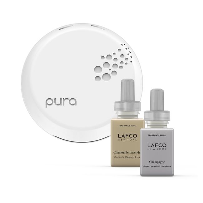 LAFCO New York Pura Smart Device Set - Includes Chamomile Lavender & Champagne Fragrances - Up to 2 Weeks of Fragrance Life Per Vial - Control Scent Type, Intensity & Schedule - Made in The USA