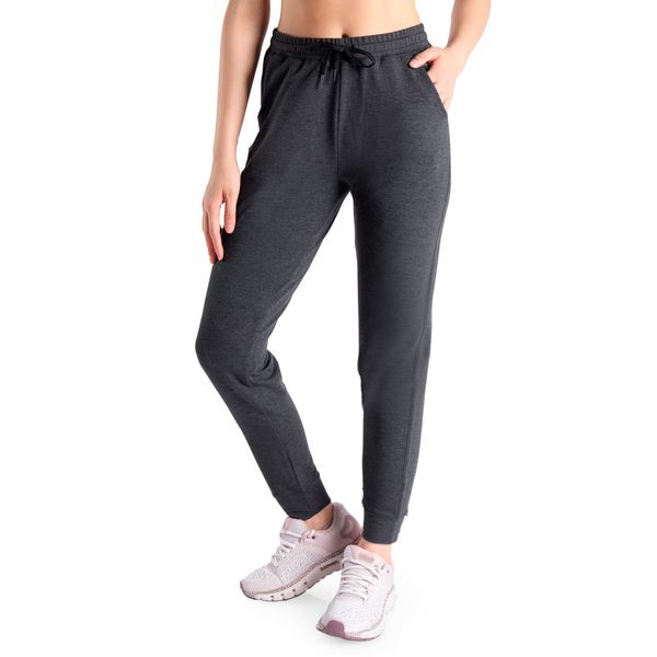 Yogipace Petite Women's Lightweight Anti-Shrink Active Joggers Lounge Sweatpants Yoga Jogger Pants,25",Charcoal,Size S