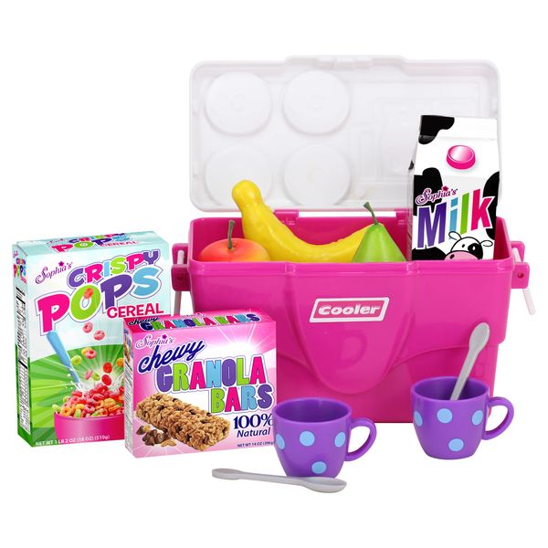 Sophia's 18" Doll 8 pc. Beach Day Play Set with Hot Pink Towel and Bucket, Purple Shovel, Volleyball, 2 Ice Cream Cones, Ice Cream Holder, and Sunscreen Bottle