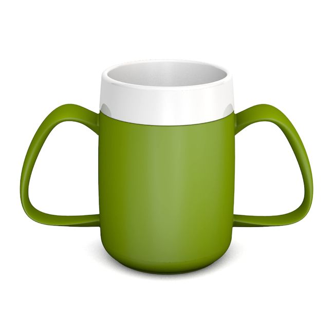 Ornamin Two Handled Mug with Internal Cone 140 ml Green (model 815) | drinking aid, feeding cup, thermal mug