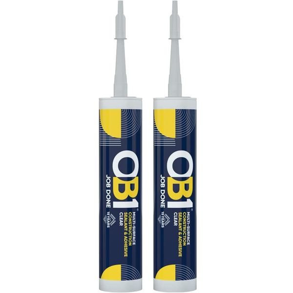 OB1 Multi-Surface Construction Sealant & Adhesive, Clear, Gel, Weather Resistant, Waterproof, Twin Pack