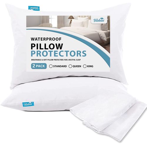 4 Pack Pillow Protectors with Zipper Breathable & Noiseless & Durable 100% Waterproof Pillow Cases Standard Size White Pillow Protector