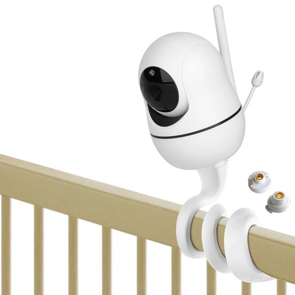 iTODOS Baby Monitor Mount Compatible with HelloBaby HB65/HB66/HB248,ANMEATE SM935E Baby Monitor Camera, Versatile Twist Mount Without Tools or Wall Damage -White