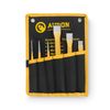 Acrux7 6 Pcs Cold Chisel Set - Flat Chisel, Center Chisel, Cylindrical Chisel, with Canvas Bag, Cone Chisel for Brickwork, Concrete, Metal, Stone
