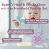 WeeSprout Handheld Teether Set (Matte Green, Pink & Off White)