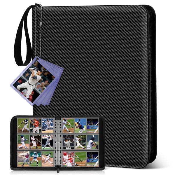 Mlikero Trading Card Binder, 9 Pocket Card Binder with Card Display, 720 Double Sided Pocket Sports Card Binder, Premium Card Binders Compatible with MTG, TCG, Baseball Cards(Black)