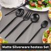 Matte Black Serving Silverware Set 5-Piece Stainless Steel Dishwasher Safe