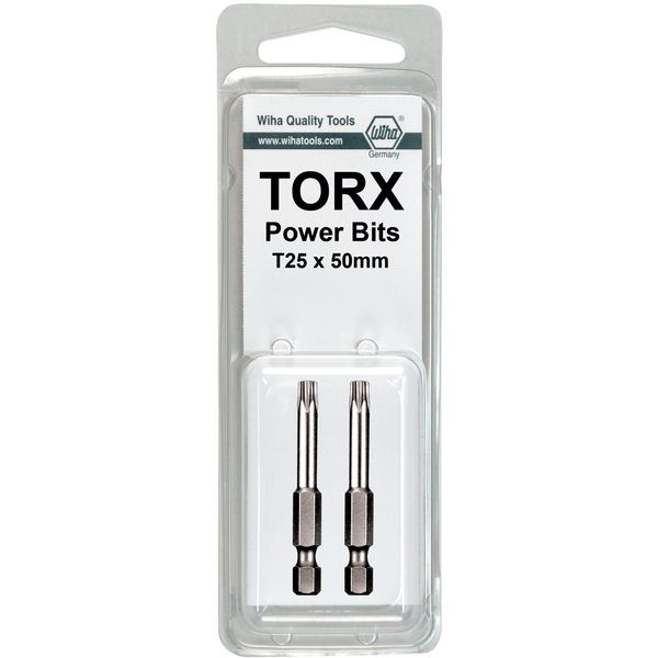 Wiha 74502 T7 x 50mm Torx Power Bit (2 Pack)