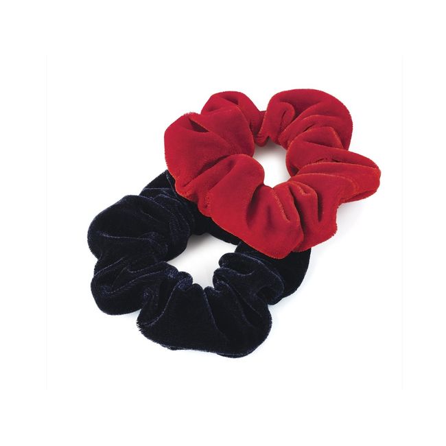 Pair of Red and Navy Velvet Feel Hair Scrunchies Bobbles Elastic Hair Bands by Hair Scrunchies