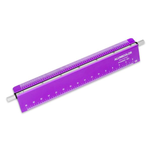Alumicolor Select-a-Scale Engineer Drafting Tool w/Rotating Calibration Rod (6IN, Purple)