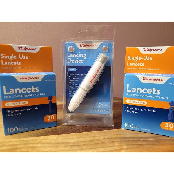 Walgreens 200 Lancets 30G with Adjustable Lancing Device  EXP 08/27