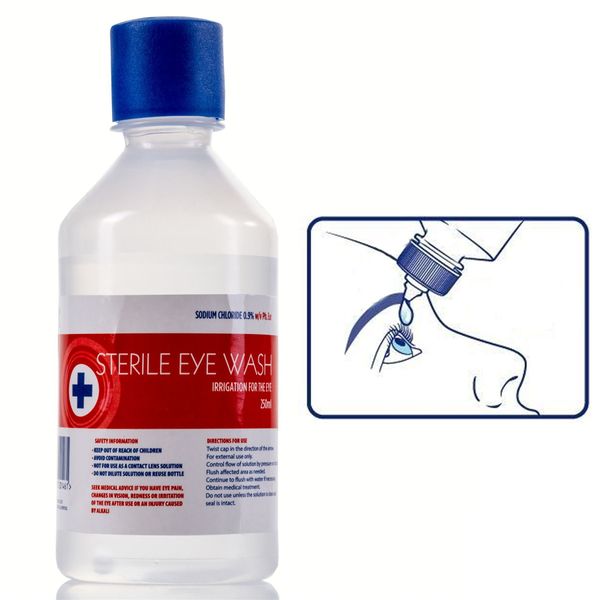 4X Sterile Saline 250ml Eye Wash Solution Bottles - First Aid Wound/Injury Washing