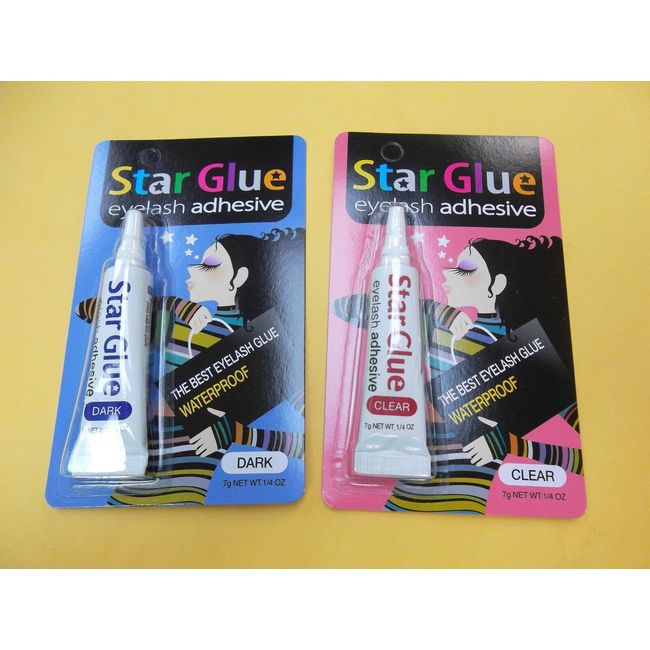 1 Star Eyelash Glue Clear + 1 Star Eyelash Glue Dark Adhesive 1/4 oz - NEW