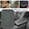 Gray Leather Wavy Shape Central Console Armrest Cover Seat Box Protect Decor 1pc