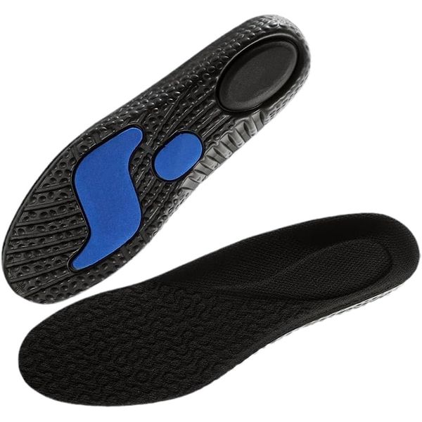 Work Boots Gel Insoles Shoe Inserts Orthotic Arch Support Pads Massaging Feet (Black, Medium(41-42))