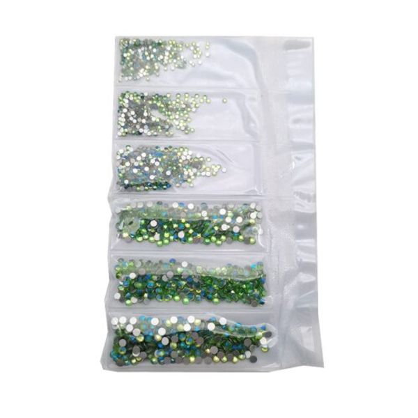 SS4-SS12 1728PCS/PACK (1.5MM-3.2MM) Light Green AB Drill Rhinestones Glass Rhinestones Crystals Nail Decoration Figure Model Car Jewelry Clothes Decoration DIY Handmade Decorative Accessories