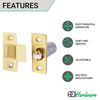 Adjustable Roller Catch Spring Loaded Latch Lock for Internal Doors | Brass Plated | Pack of 3
