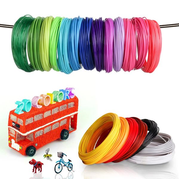 Pxmalion PLA 3D Pen Filament, 1 pair, 20 colors, Compatible with 3D printers, Material: PLA resin material, 1 color, 1 color, total of 200 m, 0.07 inches (1.75 mm), Accuracy +/- 0.03 mm, Suitable for 3D printers and 3D printing pens