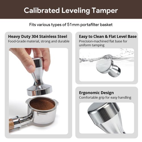 Espresso Accessories Kit 51mm Tamper: 51mm Espresso Tamper Set Espresso Kit Including Coffee Tamper, Milk Frothing Pitcher, WDT Tool Espresso, Tamper Mat, Latte Art Pen, Coffee Spoon, Coffee Stencils