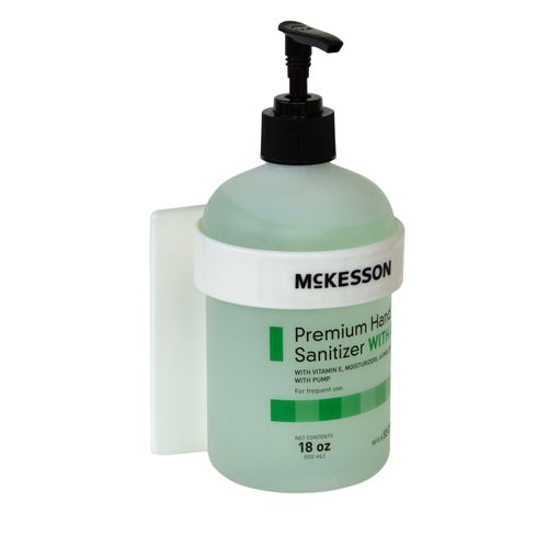 McKesson Wall Bracket for 18 oz Hand Sanitizer, Soap, Lotion – White Plastic, Easy Install with Adhesive or Screws, Durable Design for Public Spaces, Offices, Healthcare