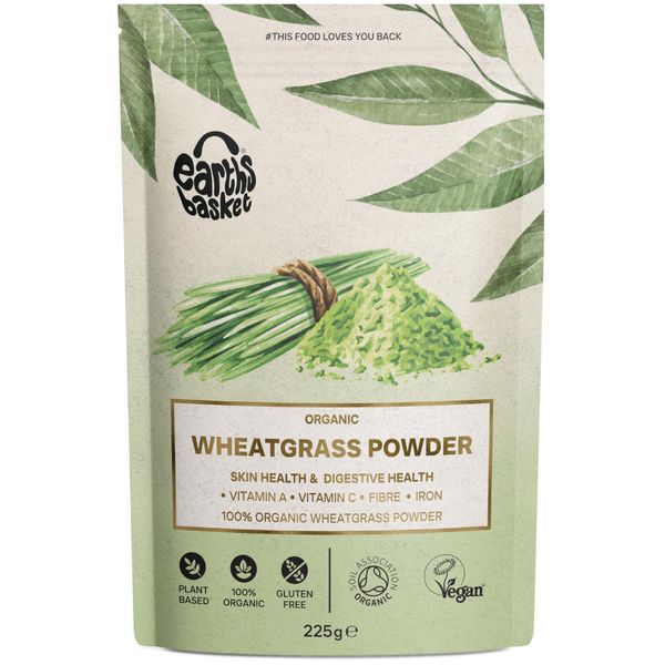 Earths Basket Organic Wheatgrass Powder 225g, Energy & Skin Health