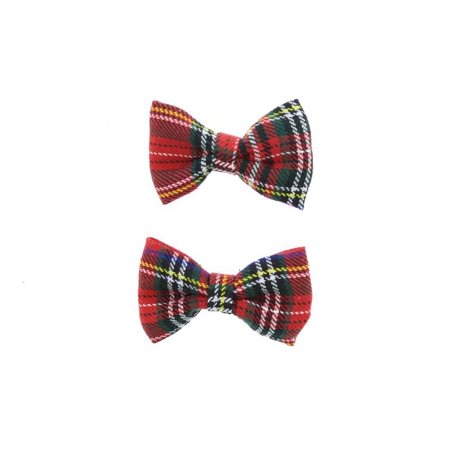 Zac's Alter Ego Two Pieces Small Tartan Bows on Crocodile Clip 2pcs