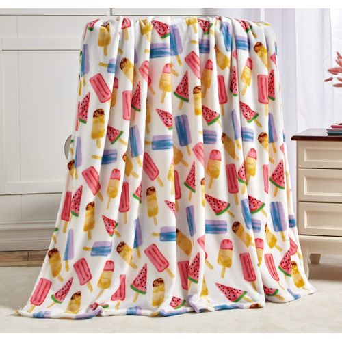 Elegant Comfort Lightweight Printed Throw Blanket- All Season, Ultra Soft, Cozy and Plush- Decorative Throw Blankets, Perfect for Lounging, 50 x 60 inches, Ice Cream Popsicle, Throw Blanket