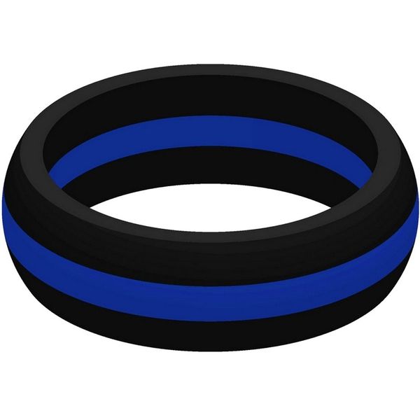 SayitBands.com Thin Blue Line Silicone Ring in Size 10