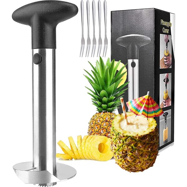 Pineapple Corer Peeler Cutter, [Upgraded, Reinforced] [Thicker Sharp Blade] Stainless Steel, Easy Clean, BPA Free Anti-Slip Handle Pineapple Cutter Slicer Tool Core Remover for Kitchen Fruit Rings