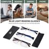 JM 3 Pack Rimless Reading Glasses for Men Blue Light Blocking, Rectangle Lightweight Frameless Computer Readers +2.5