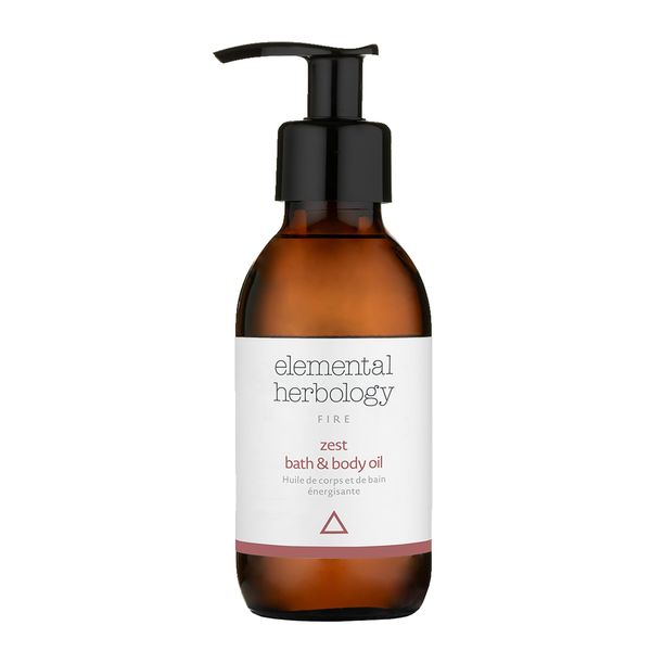 Elemental Herbology Zest Bath & Body Oil - Bath Oil Rich in Antioxidants - Marjoram, Sweet Orange, Rosemary Essential Oils Blend for a Revitalising Bath - Cruelty Free - Made in The UK - 145ml, Fire