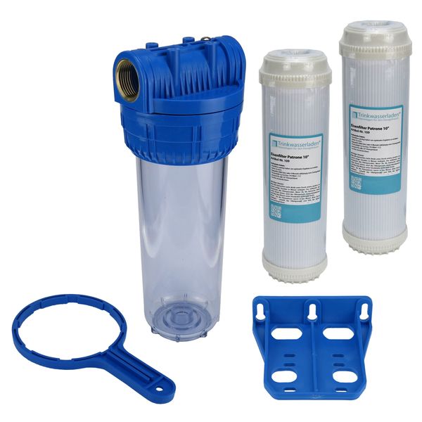Fountain Water Filter 10 Inch Housing with 1 Inch Internal Thread Garden Pool with 2 x Iron Filters