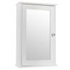 Medicine Storage Cabinet - White, Mirrored Door, Adjustable, MDF & Wall Mounted